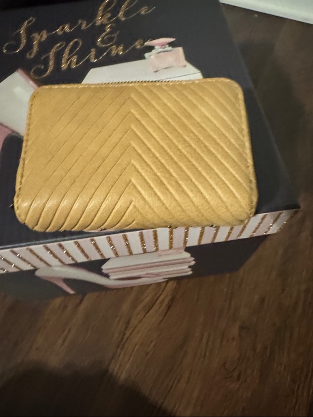 Gold Quilted Stud Accent Women's Clutch - Picture 4 of 4